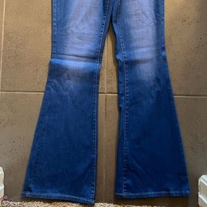High rise Flare leg blue wash jeans